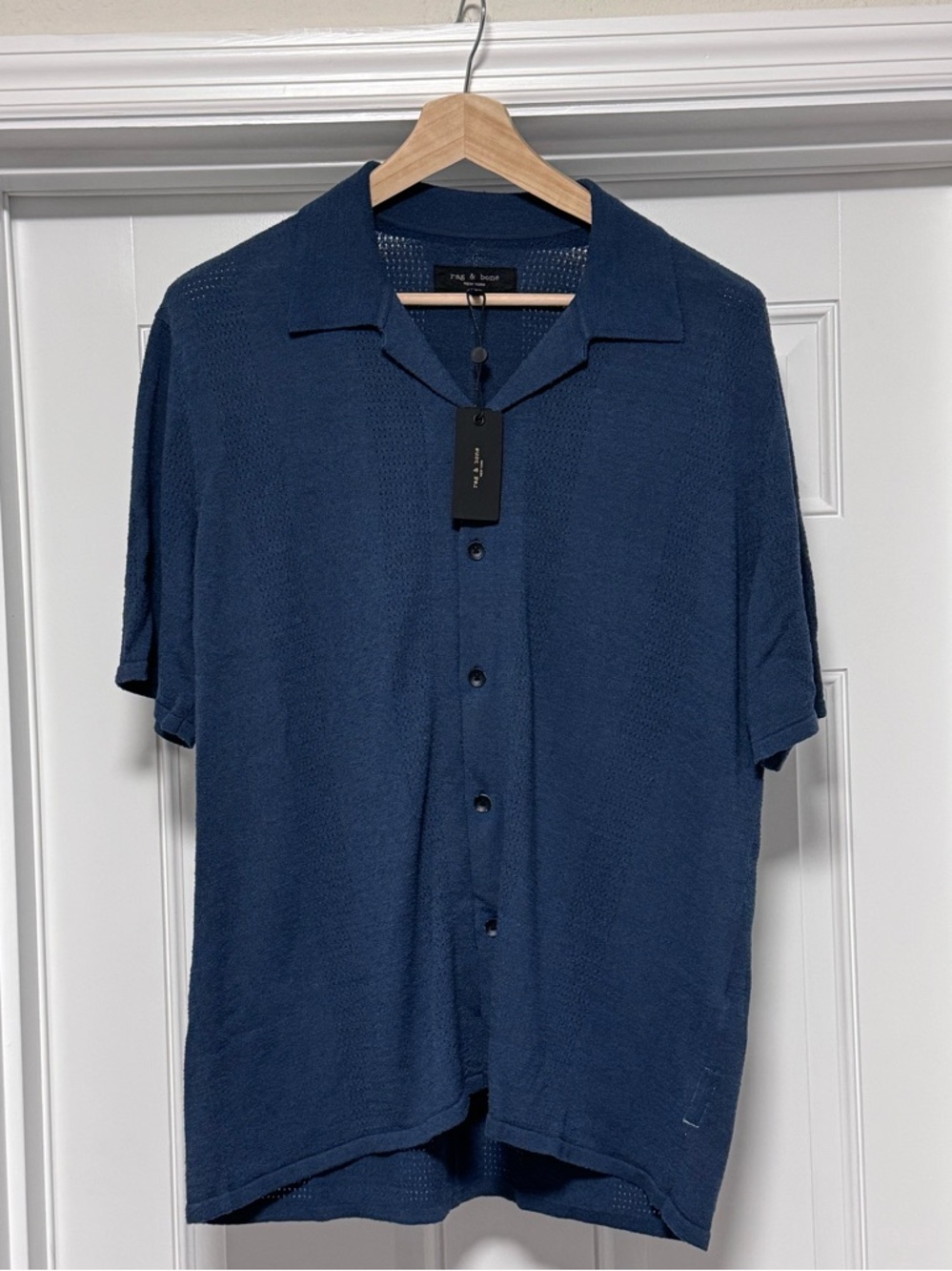 NWT rag & bone Zuma Pointelle Avery Shirt in Moonlight Blue – Men’s Large